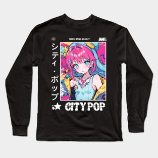 Retro Manga City Pop Vaporwave Aesthetic Anime #3 Long Sleeve T-Shirt